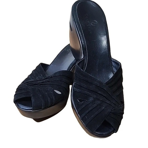 Cole Hahn Air Size 8B Black Suede Slip On Mule C6 20105 - Picture 1 of 5